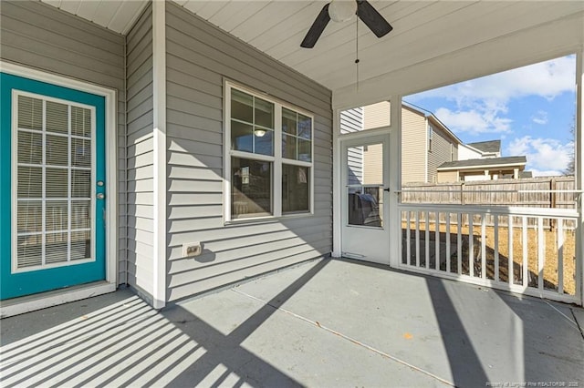 view of patio / terrace featuring ceiling fan