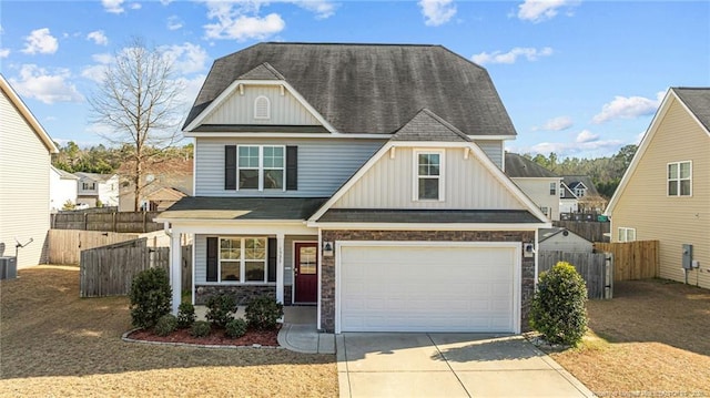 craftsman house featuring a garage