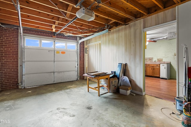 garage with a garage door opener