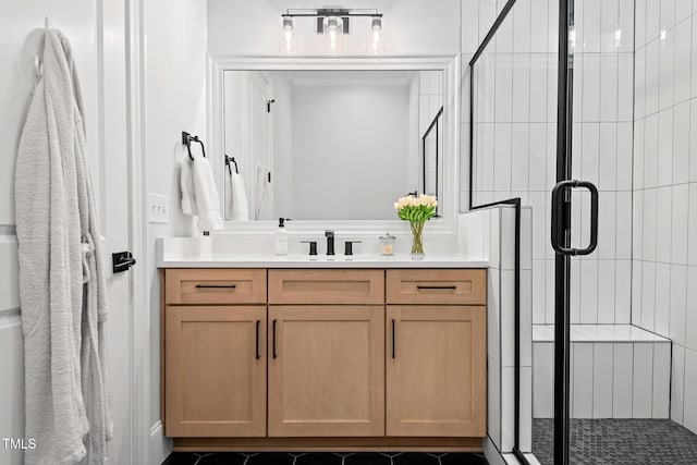 227 Beech Slope Ct, Chapel Hill, NC 27517 - bathroom featuring vanity and an enclosed shower