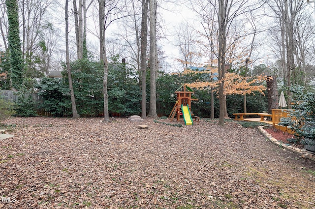 view of yard featuring a playground