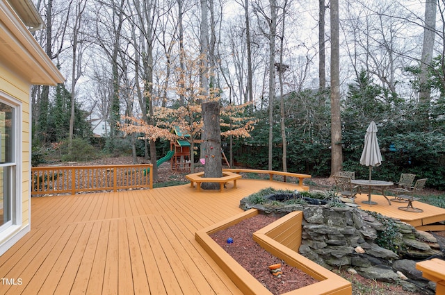 deck featuring a playground