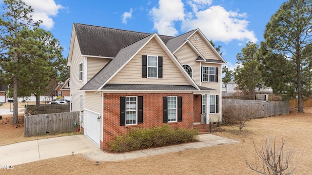 front of property with a garage