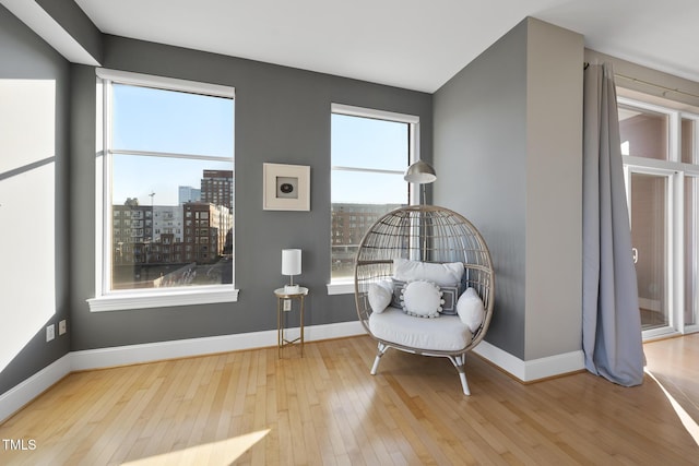 living area featuring light wood-type flooring