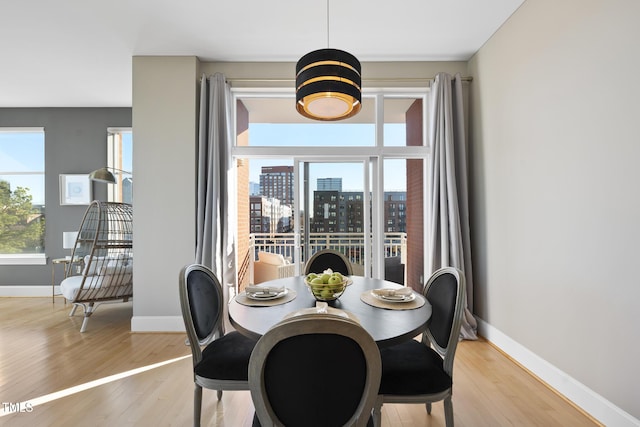 dining space featuring light hardwood / wood-style flooring