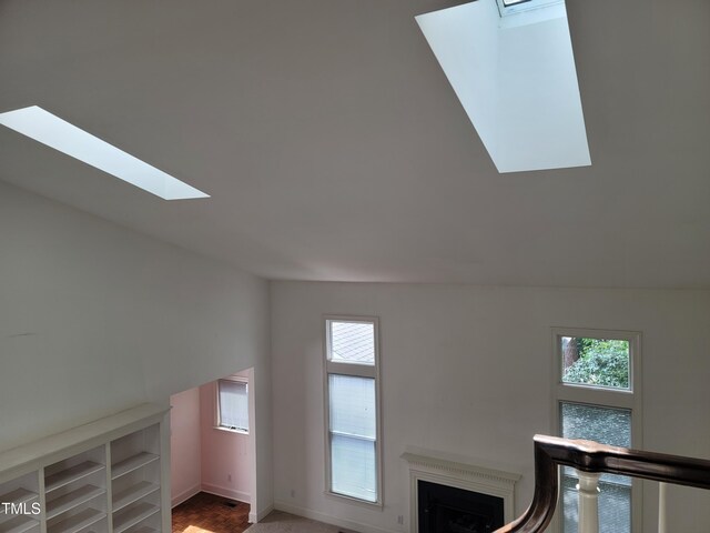 595 Weathersfield Unit A, Pittsboro, NC 27312 - details featuring a skylight, baseboards, and a fireplace