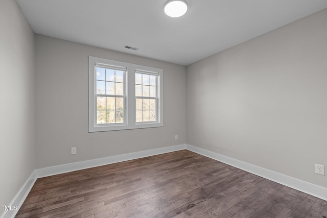 empty room with dark wood-type flooring