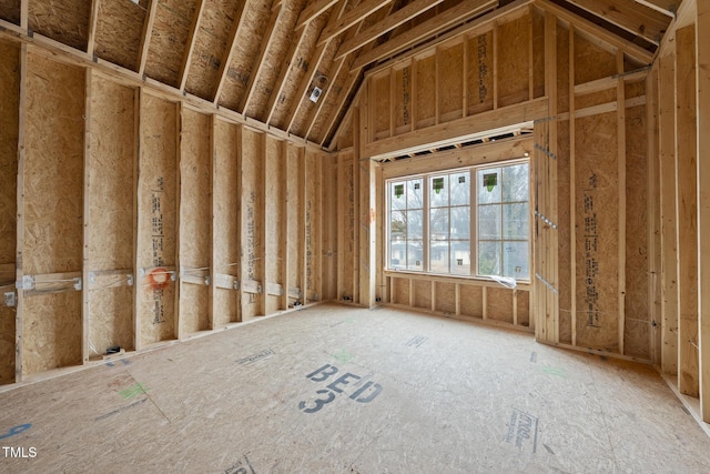 miscellaneous room featuring lofted ceiling