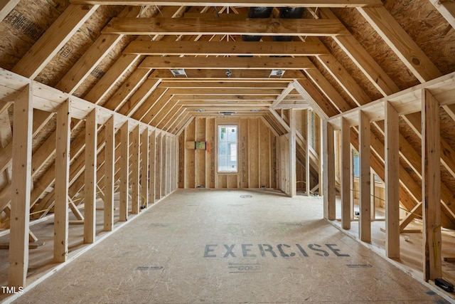 view of unfinished attic