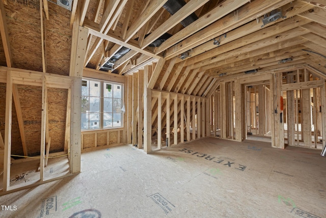 view of unfinished attic