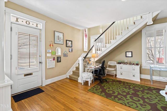 foyer entrance featuring light hardwood / wood-style flooring