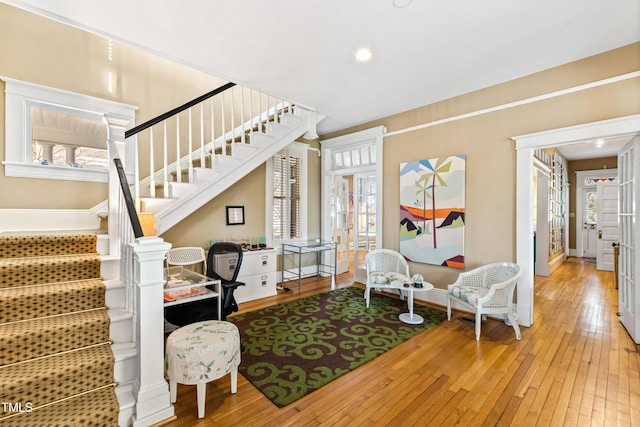 living area featuring hardwood / wood-style flooring