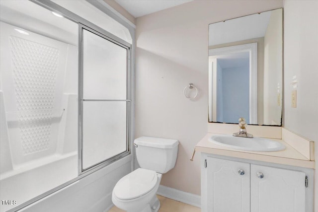 full bathroom with vanity, toilet, and combined bath / shower with glass door