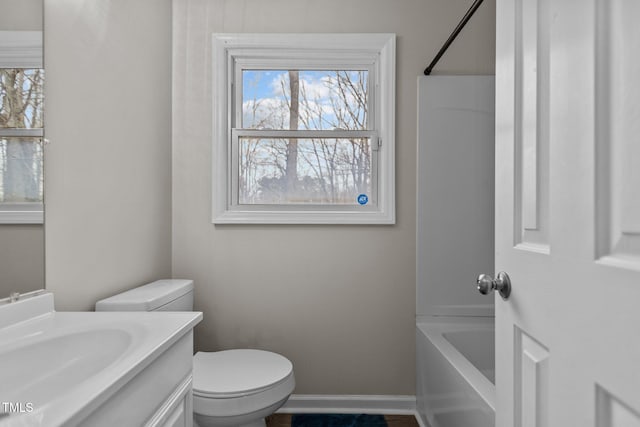 full bathroom with vanity, toilet, and shower / bath combination