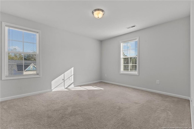 unfurnished room with light carpet and a wealth of natural light