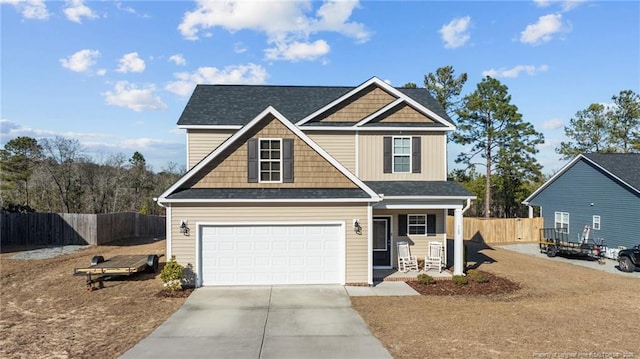 craftsman inspired home with a garage