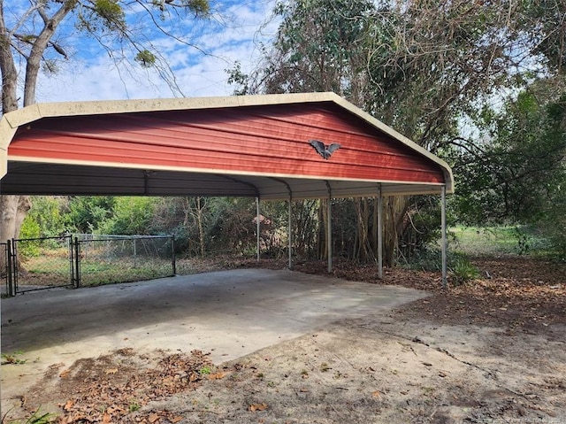 view of parking with a carport