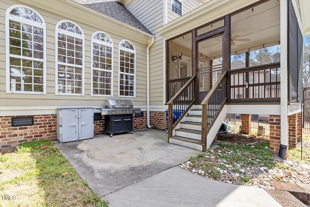 view of patio / terrace featuring a grill