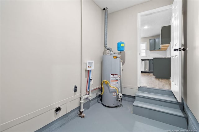 utility room with water heater