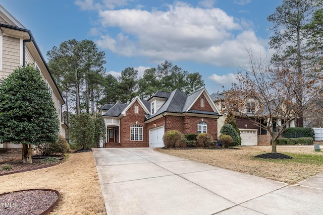 front facade with a garage