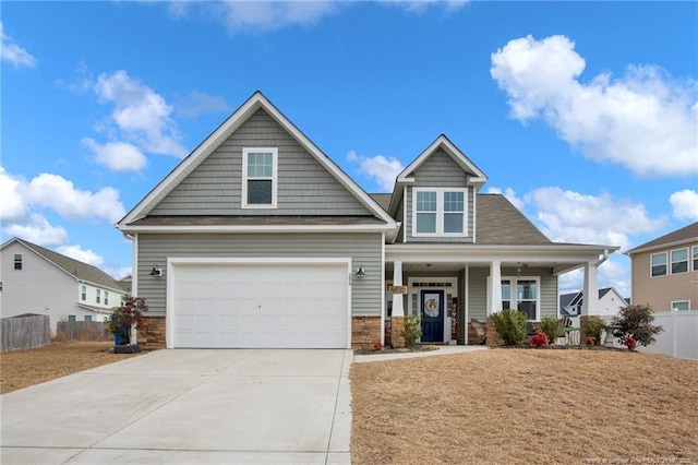 craftsman-style home featuring covered porch