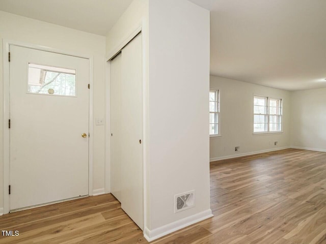 foyer with light hardwood / wood-style flooring