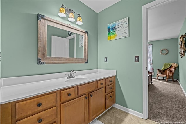 bathroom with vanity and tile patterned flooring