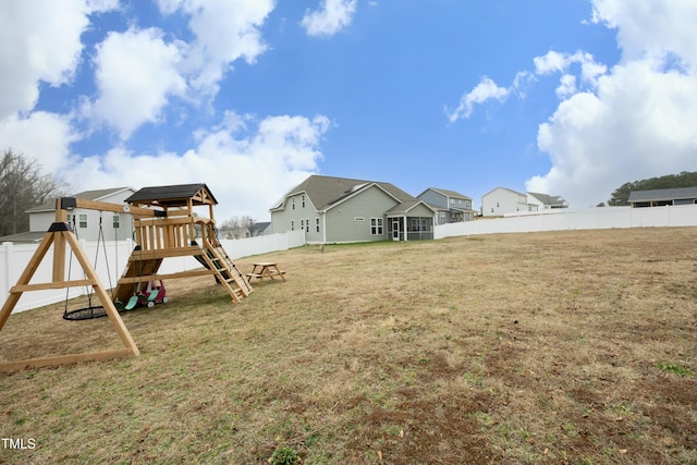 view of yard featuring a playground