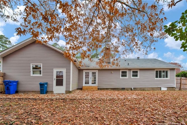 back of house featuring french doors