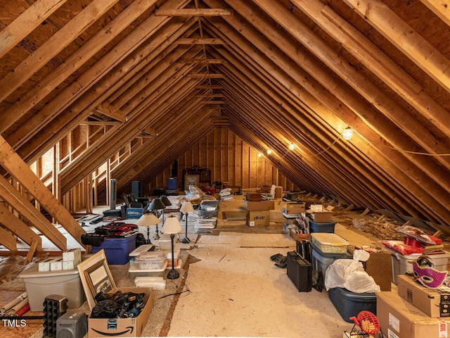 view of unfinished attic