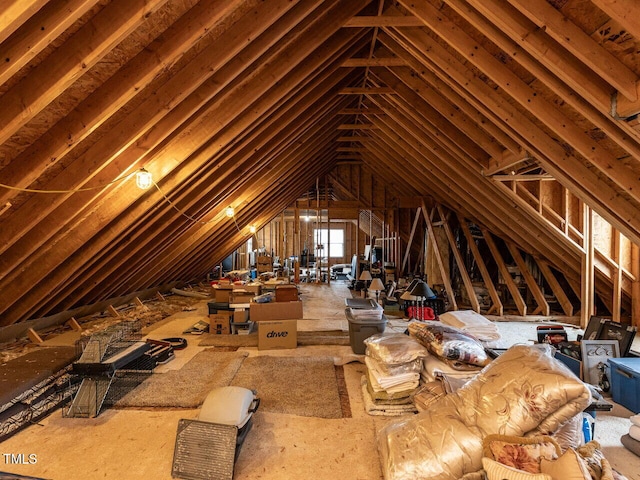 view of unfinished attic