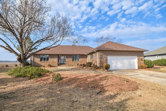 single story home with a garage