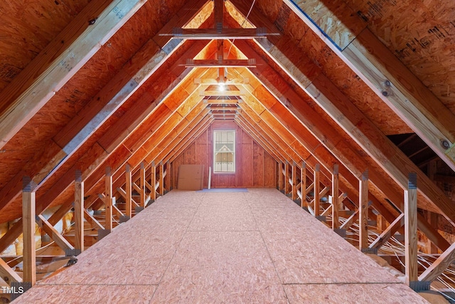 view of unfinished attic