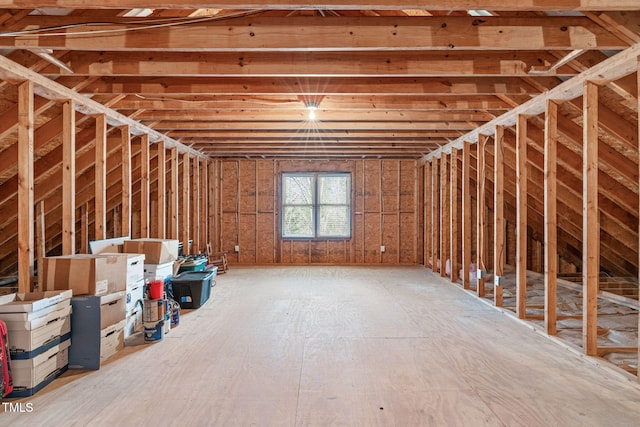 view of unfinished attic