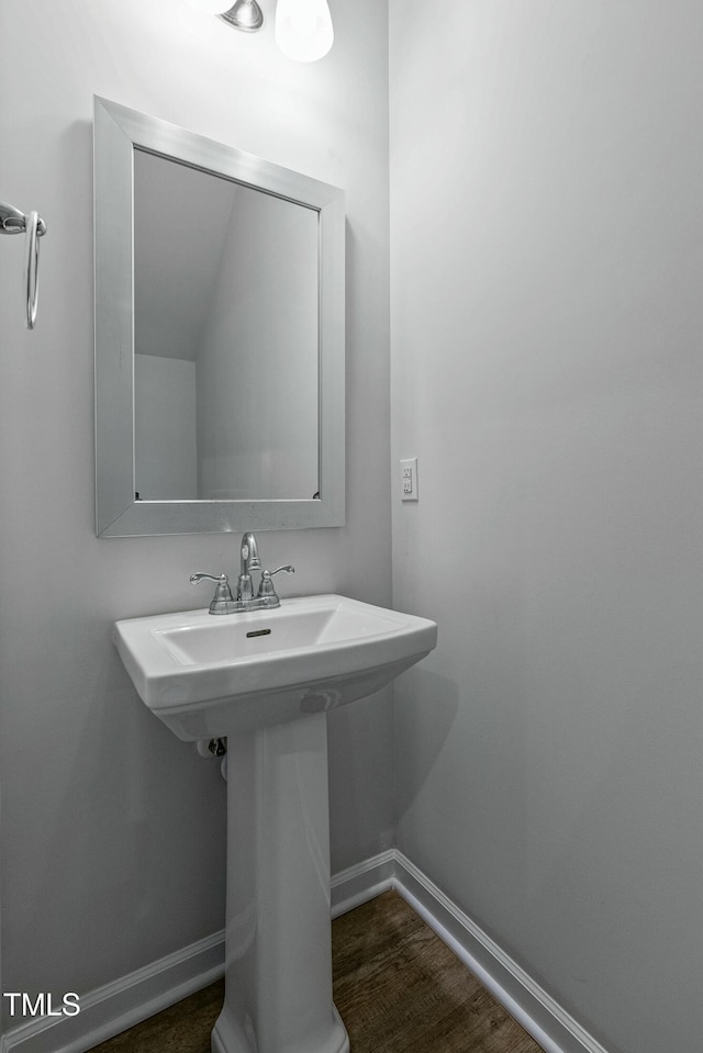 bathroom with sink and wood-type flooring