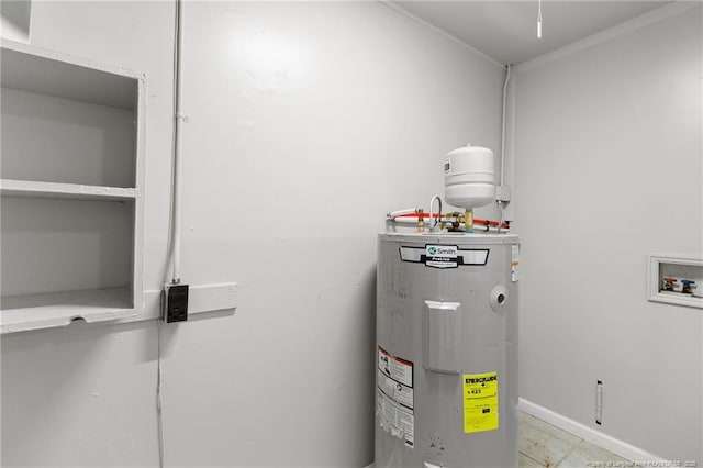 utility room with water heater