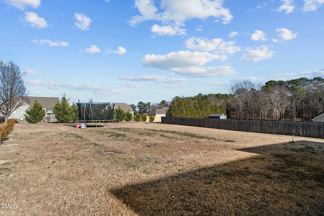 view of yard featuring a trampoline