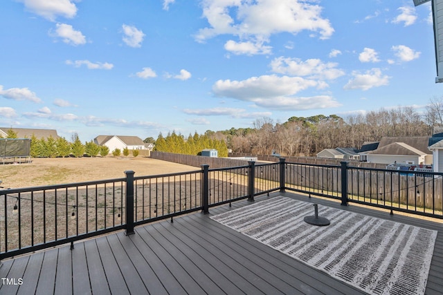 deck with a trampoline