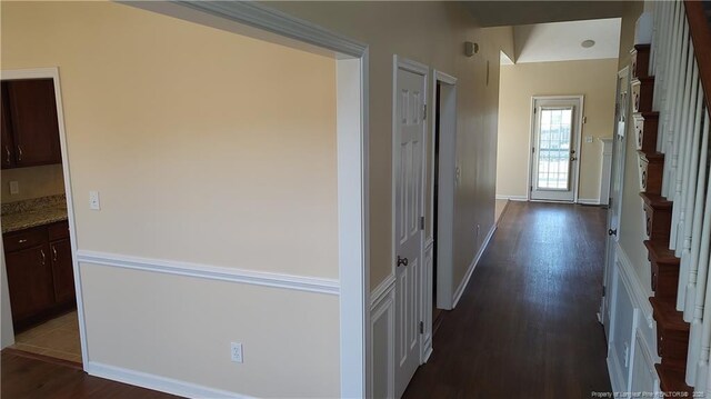 3922 Tasha Dr, Hope Mills, NC 28348 - corridor with dark hardwood / wood-style floors