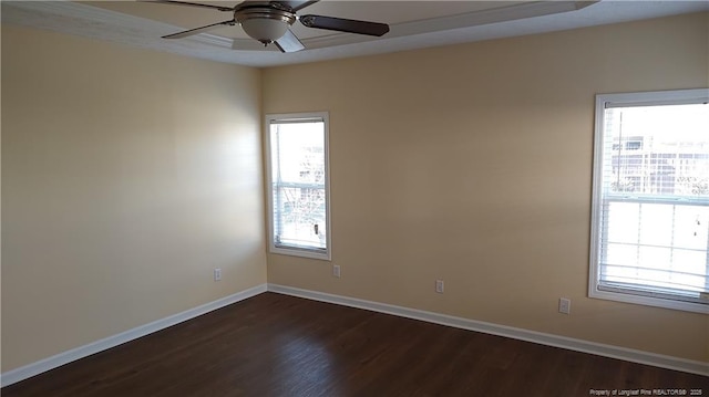 3922 Tasha Dr, Hope Mills, NC 28348 - empty room with ceiling fan and dark hardwood / wood-style floors