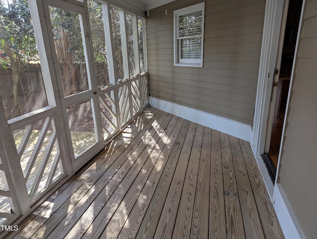 view of unfurnished sunroom