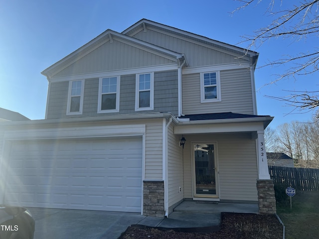 view of front of property featuring a garage