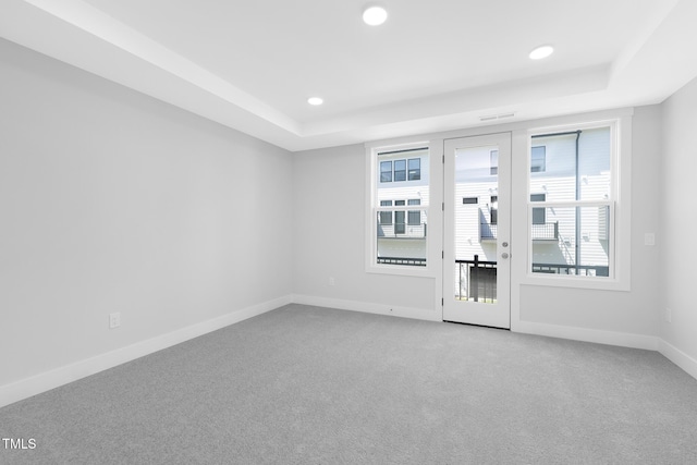 905 Myers Point Dr, Morrisville, NC 27560 - empty room with carpet, healthy amount of natural light, a tray ceiling, and recessed lighting