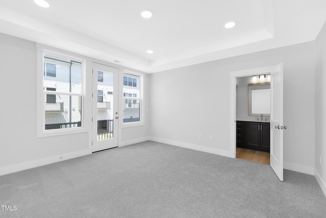 905 Myers Point Dr, Morrisville, NC 27560 - carpeted empty room with a raised ceiling and recessed lighting