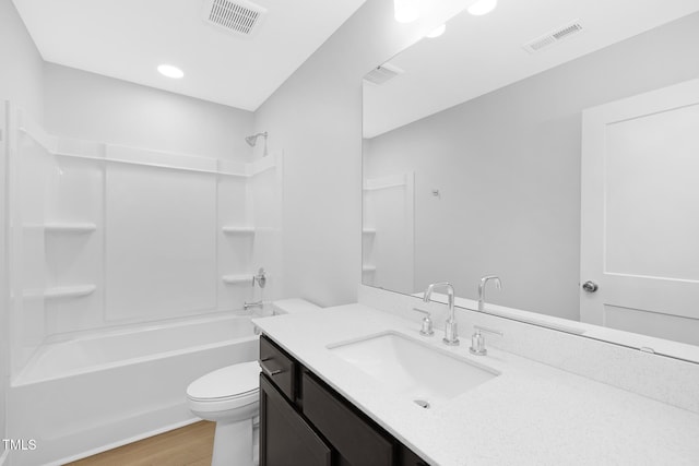 905 Myers Point Dr, Morrisville, NC 27560 - bathroom featuring vanity,  shower combination, wood finished floors, and recessed lighting