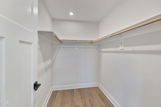 walk in closet featuring hardwood / wood-style floors