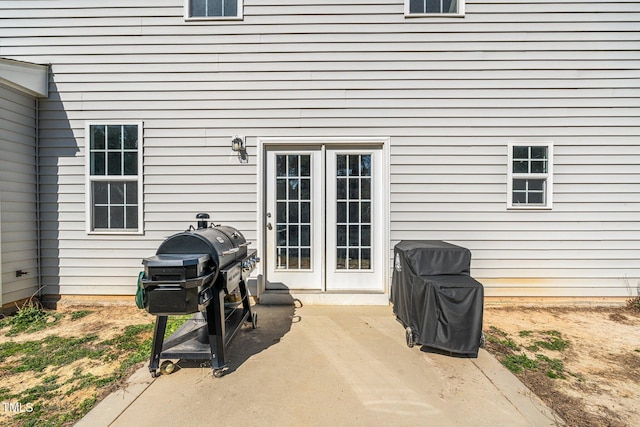 view of patio featuring grilling area and french doors