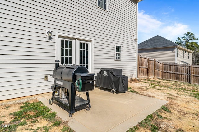 view of patio / terrace featuring area for grilling and french doors