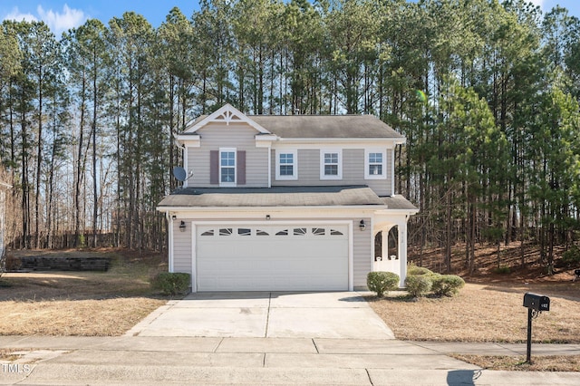 front facade with a garage