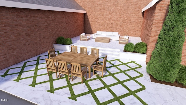 view of patio / terrace with an outdoor living space